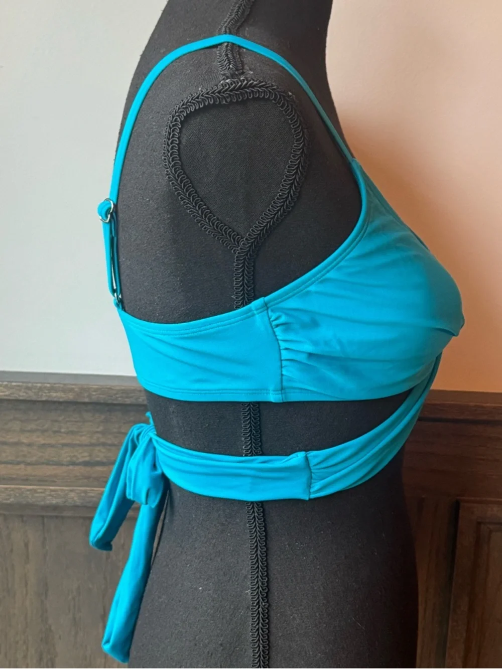 Cupshe Wrap Bikini Top - Turquoise Blue Medium NWT - Picture 5 of 6